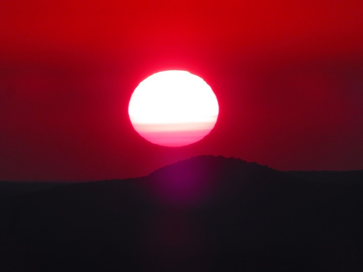 Close-up of the setting sun.